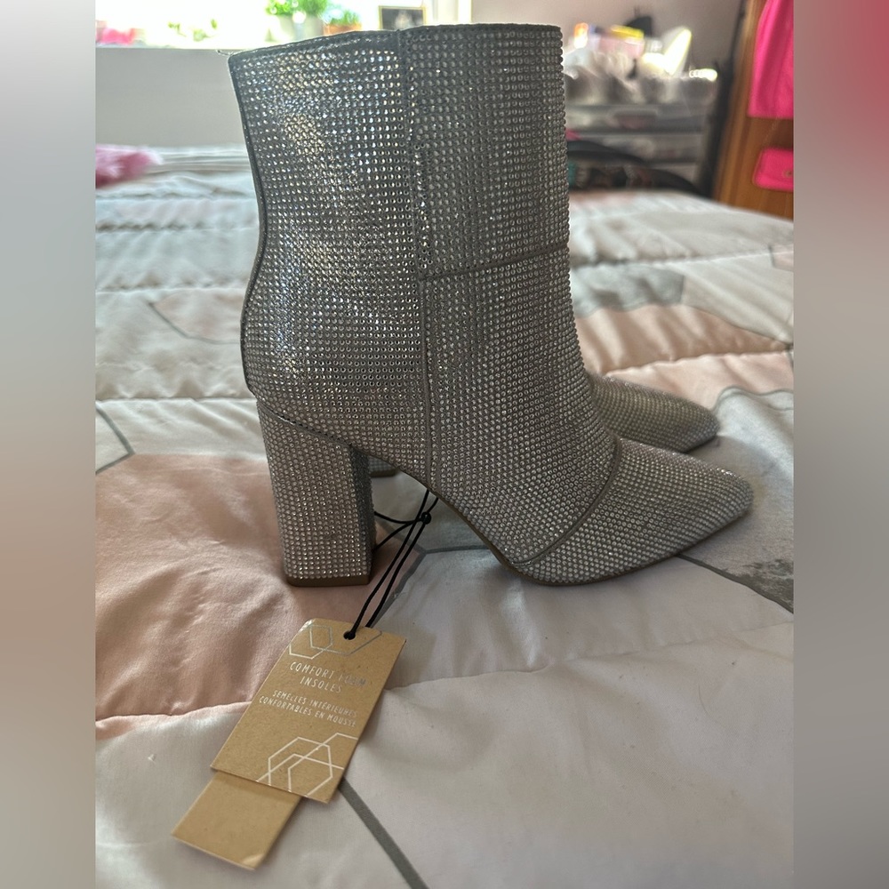 Steve Madden Silver Glitter Booties